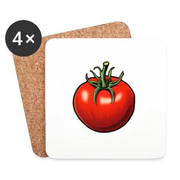 Autocollant Tomate - Dessous de verre (lot de 4) - blanc - Devant