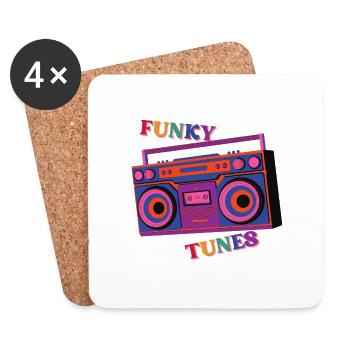 80s Boombox Funky Tunes - Coasters (set of 4) - white - Front