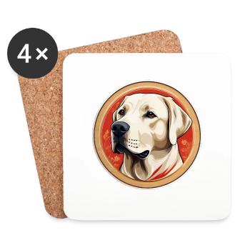 Labrador Head - Colored Round Illustration - Coasters (set of 4) - white - Front