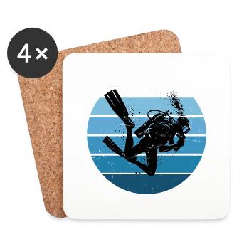 Plongée Libre Hommes Plongeur Plongée sous-marine Plongeur - Dessous de verre (lot de 4) - blanc - Devant
