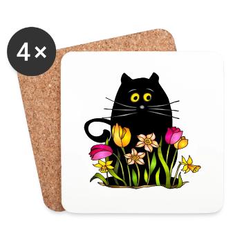Katze - Untersetzer (4er-Set) - Weiß - Vorne