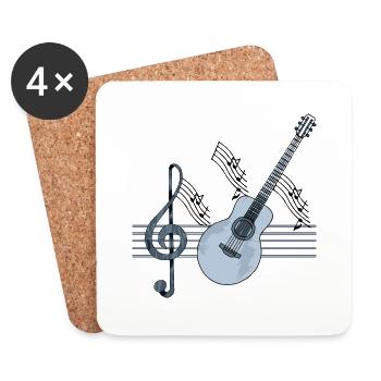 Guitare - Dessous de verre (lot de 4) - blanc - Devant