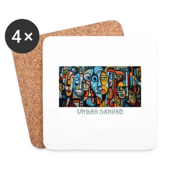 Urban Canvas - Kunst des Kubismus - Untersetzer (4er-Set) - Weiß - Vorne