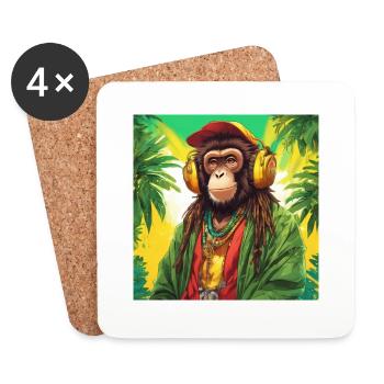 Rasta Monkey Reggae Groove in the Jungle - Coasters (set of 4) - white - Front