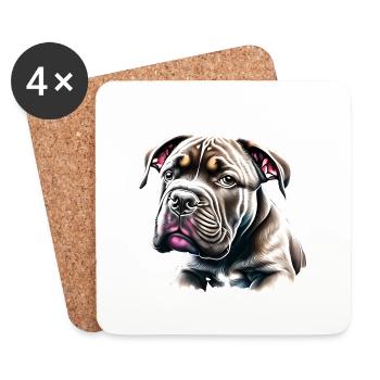 Propriétaire de chien Bouledogue Chiens Chien Propriétaire de chien - Dessous de verre (lot de 4) - blanc - Devant