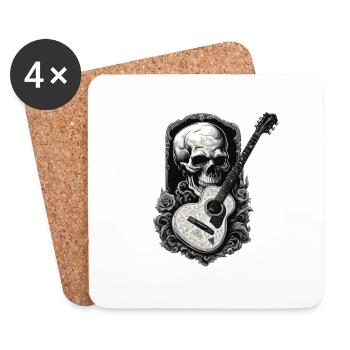 Rock n roll / Guitare / Musique / Instrument - Dessous de verre (lot de 4) - blanc - Devant