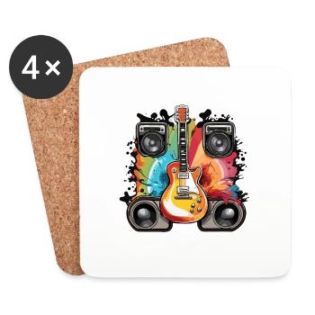 Rock n roll / Guitare / Musique / Instrument - Dessous de verre (lot de 4) - blanc - Devant