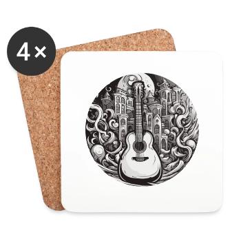 Rock n roll / Guitar / Music / Instrument - Coasters (set of 4) - white - Front