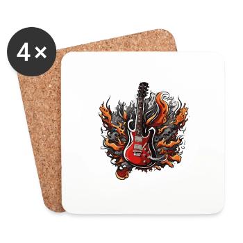 Rock n roll / Guitare / Musique / Instrument - Dessous de verre (lot de 4) - blanc - Devant