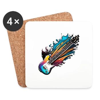 Rock n roll / Gitarre / Musik / Instrument - Untersetzer (4er-Set) - Weiß - Vorne
