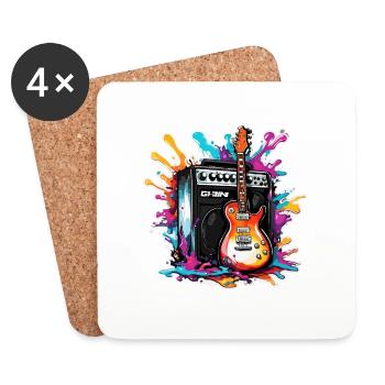 Rock n roll / Guitare / Musique / Instrument - Dessous de verre (lot de 4) - blanc - Devant