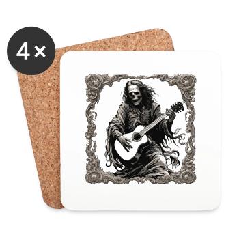 Rock n roll / Guitare / Musique / Instrument - Dessous de verre (lot de 4) - blanc - Devant