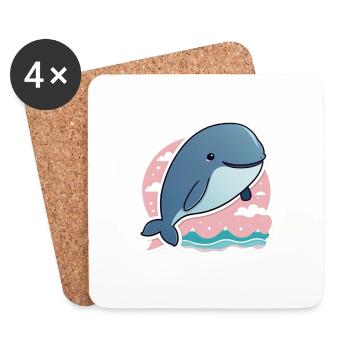 Happy whale - Coasters (set of 4) - white - Front