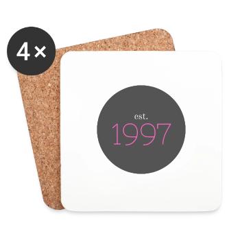 est. 1997, Geburtstag, Birthday, Date, 90er, Jahr - Untersetzer (4er-Set) - Weiß - Vorne