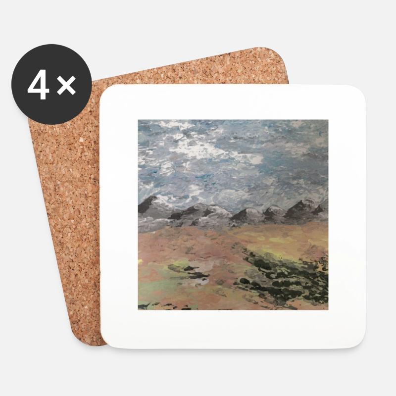 Landschaft mit Bergen - Untersetzer (4er-Set) - Weiß