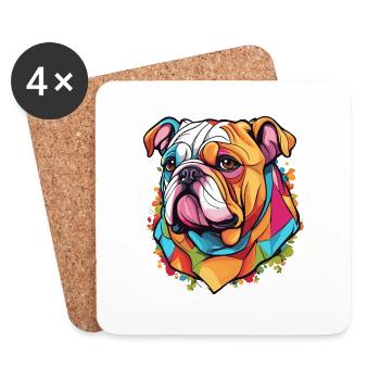 Bouledogue anglais - Dessous de verre (lot de 4) - blanc - Devant