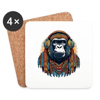 Gorilla - Untersetzer (4er-Set) - Weiß - Vorne