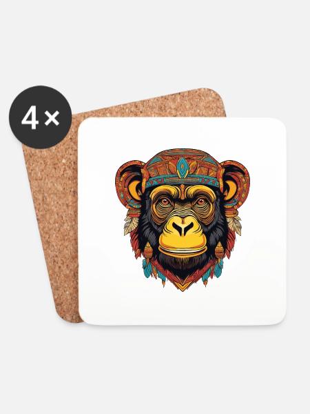 Chimpanzee - Coasters (set of 4) - white