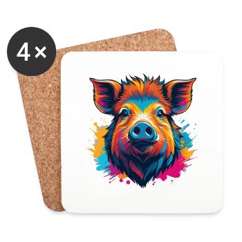 Boar - Coasters (set of 4) - white - Front
