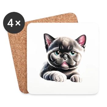 British Shorthair Cat Male Cat Baby Cats - Coasters (set of 4) - white - Front