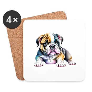 Bulldog Dogs Dog Owner Dog Owner - Coasters (set of 4) - white - Front