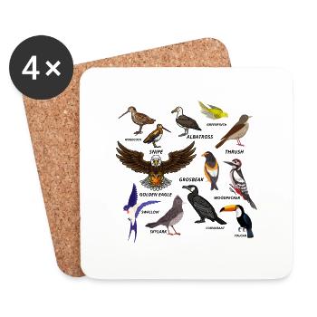 Bird Set - Coasters (set of 4) - white - Front