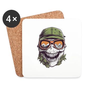 Tyrannosaurus Rex Brille - Untersetzer (4er-Set) - Weiß - Vorne