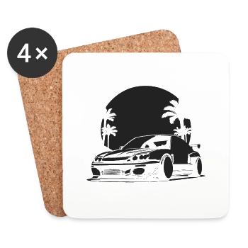 Beau soleil de voiture en arrière-plan - Dessous de verre (lot de 4) - blanc - Devant