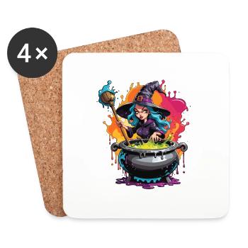Witch / Magic / Witch Ritual / Fairy Tale / Spell - Coasters (set of 4) - white - Front