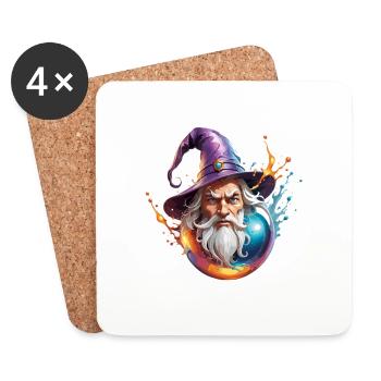 Wizard / Magic / Magician / Wand / Mystic - Coasters (set of 4) - white - Front