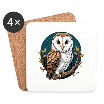 Barn Owl - Coasters (set of 4) - white - Front