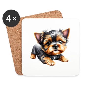 Yorkshire Terrier Puppy Dog Dog Owner - Coasters (set of 4) - white - Front