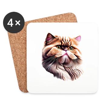 Chat, Propriétaire De Chat, Animal De Compagnie, Chat Domestique, Chaton - Dessous de verre (lot de 4) - blanc - Devant