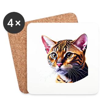 Chat, Animal de compagnie, Chat domestique, Chaton, Propriétaire de chat - Dessous de verre (lot de 4) - blanc - Devant
