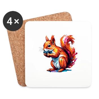 Squirrel / Animal / Rodent / Forest Animal / Comic - Coasters (set of 4) - white - Front