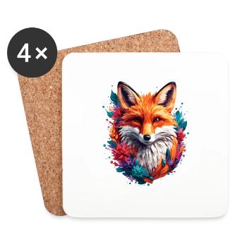 Fox / Animal / Fur / Forest / Hunting / Burrow - Coasters (set of 4) - white - Front