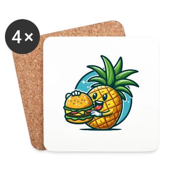 Ananas burger - Dessous de verre (lot de 4) - blanc - Devant