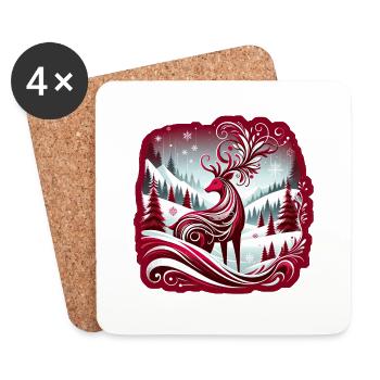Winterzauber: Elegantes Rentier-Design - Untersetzer (4er-Set) - Weiß - Vorne