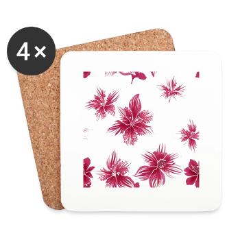 Hawaiianische Blumen - Untersetzer (4er-Set) - Weiß - Vorne