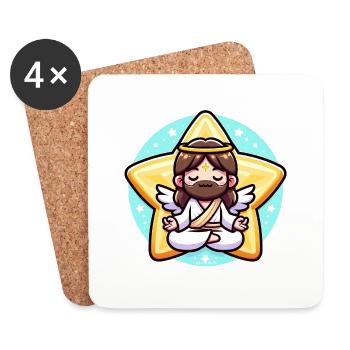 Jésus mignon méditant - Dessous de verre (lot de 4) - blanc - Devant