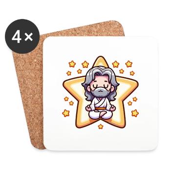 God Meditating cartoon - Coasters (set of 4) - white - Front