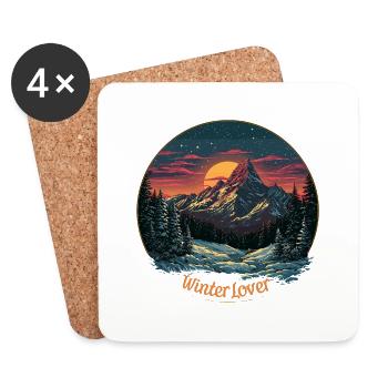 Eine verschneite Berglandschaft für Winterliebhaber - Untersetzer (4er-Set) - Weiß - Vorne