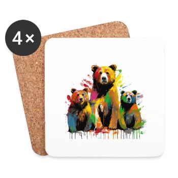 Ours Grafitti - Dessous de verre (lot de 4) - blanc - Devant