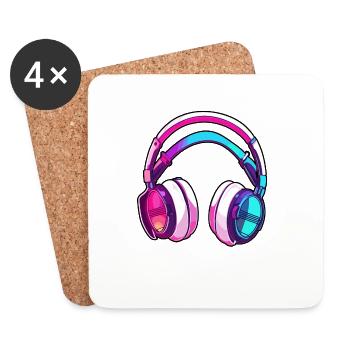 Casque / Audio / Musique / Son / Studio / Cool - Dessous de verre (lot de 4) - blanc - Devant