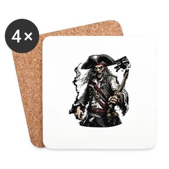 Pirate / Ahoy / Anchor / Captain / Skull / Rum - Coasters (set of 4) - white - Front