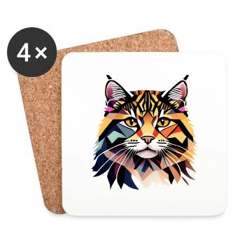 Chaton Maine Coon Chat Propriétaire Chat Mâle - Dessous de verre (lot de 4) - blanc - Devant