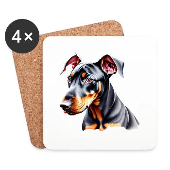 Doberman Doberman Puppy Doberman Trainer Dog - Coasters (set of 4) - white - Front
