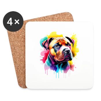 Chien chiot Rottweiler Chien Rottweiler Chiot Chiens - Dessous de verre (lot de 4) - blanc - Devant