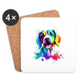 Labrador Propriétaire Labrador Retriever chiot - Dessous de verre (lot de 4) - blanc - Devant