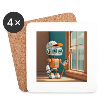 cute little orange futuristic vintage robot - Coasters (set of 4) - white - Front